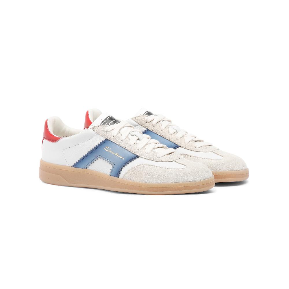 Santoni DBS Oly sneaker da donna in pelle e suede bianco blu e rosso Saldi
