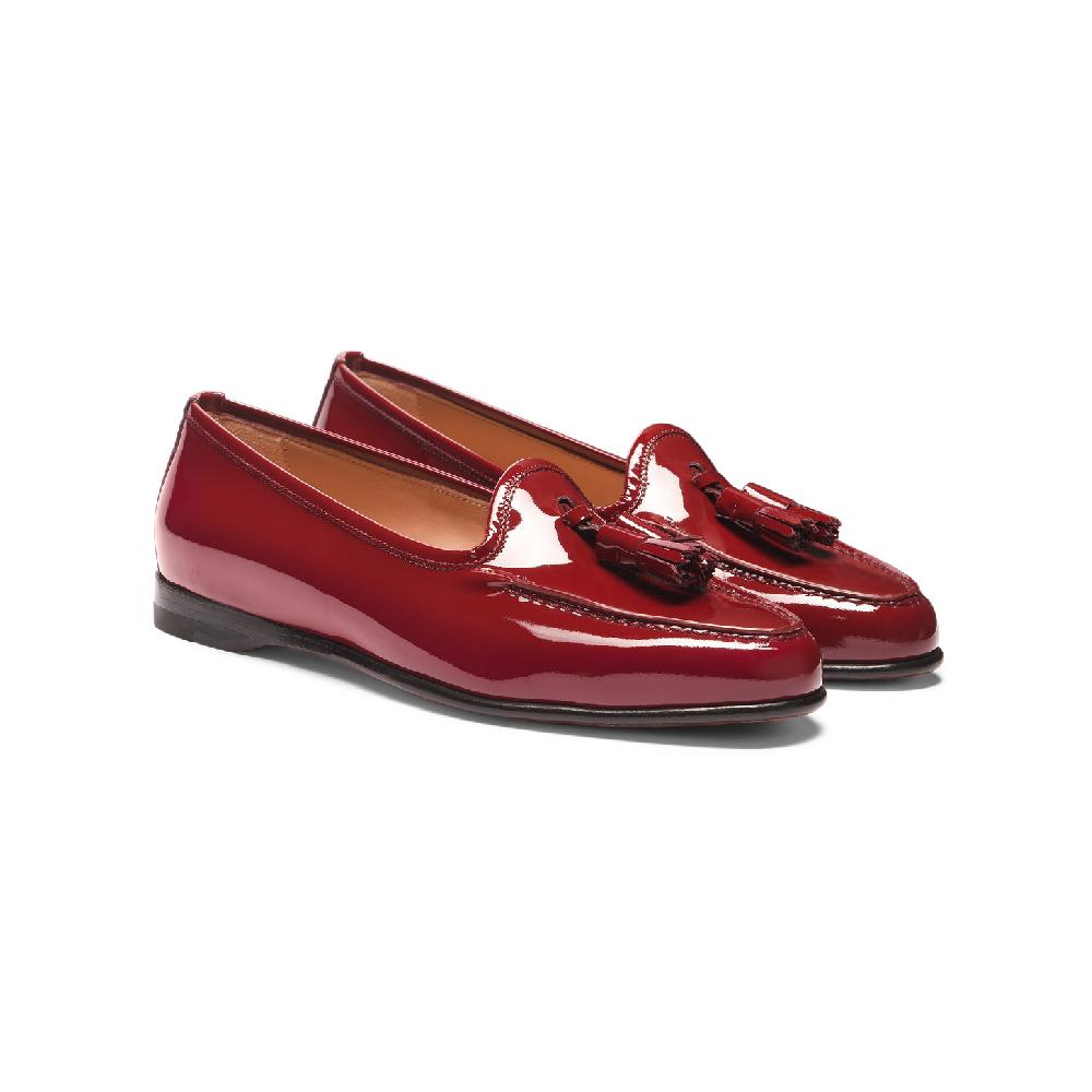 Santoni Mocassino Andrea con nappe da donna in vernice rossa Vendite Flash