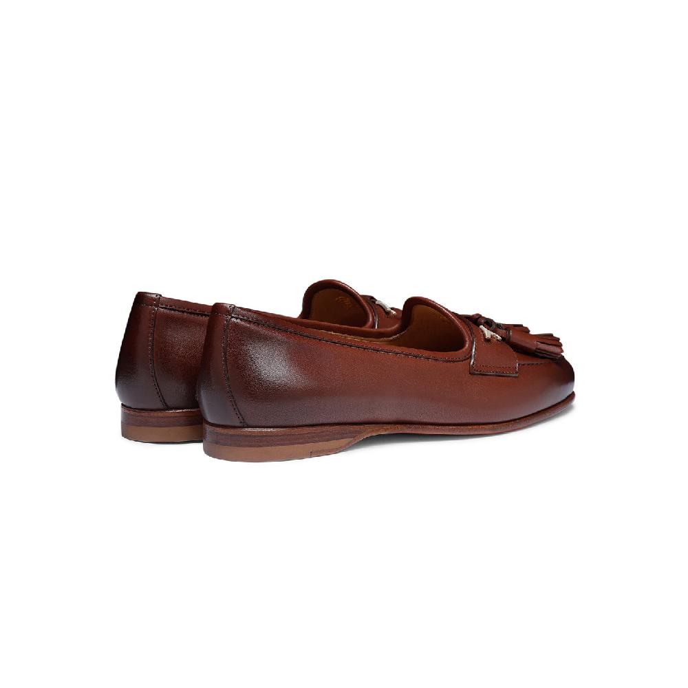 Santoni Mocassino Andrea con nappe da donna in nappa marrone Negozio