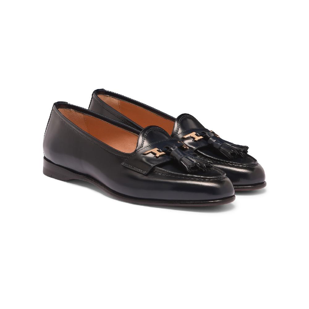 Santoni Mocassino Andrea con nappe da donna in pelle blu In Saldo