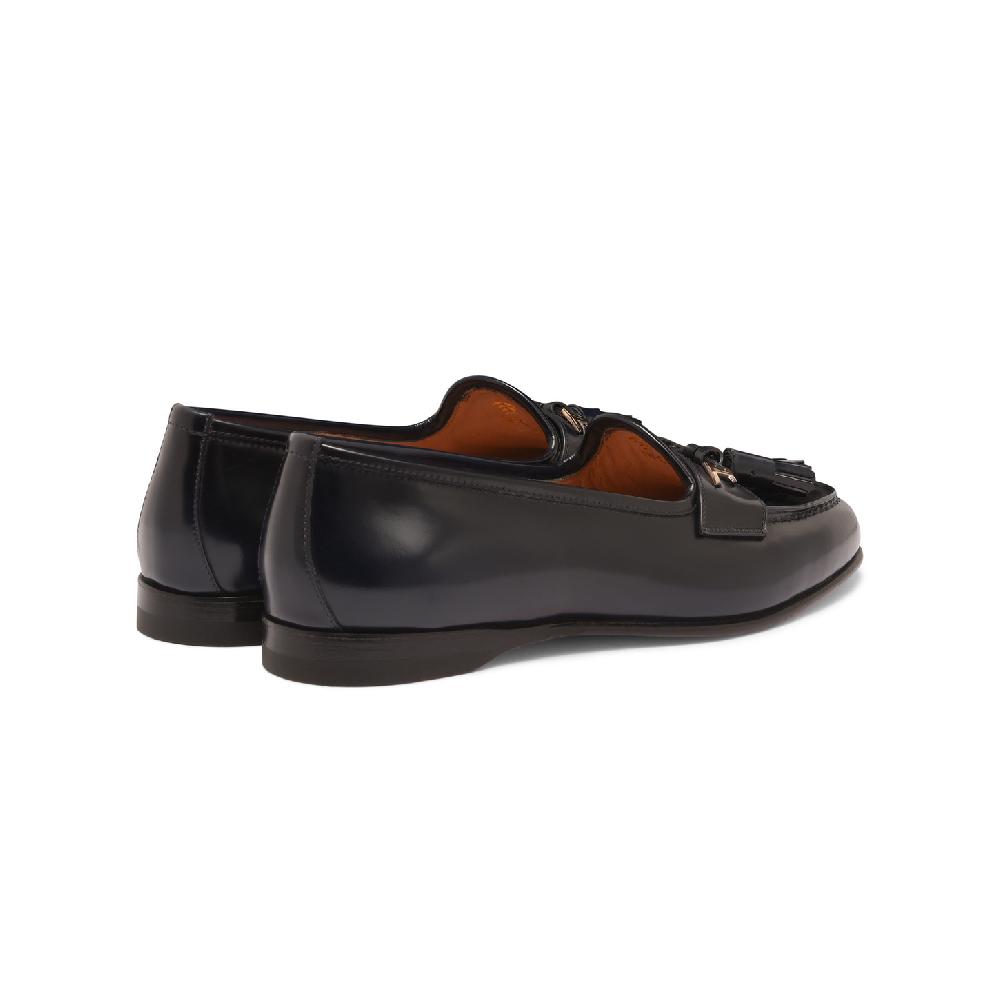 Santoni Mocassino Andrea con nappe da donna in pelle blu In Saldo