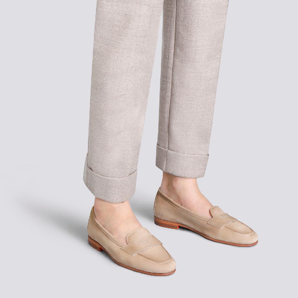 Santoni Mocassino Carla da donna in suede beige Nuova