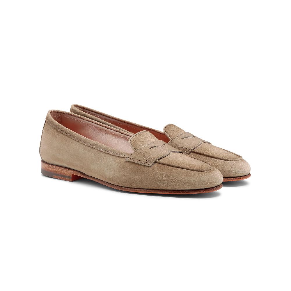 Santoni Mocassino Carla da donna in suede beige Nuova
