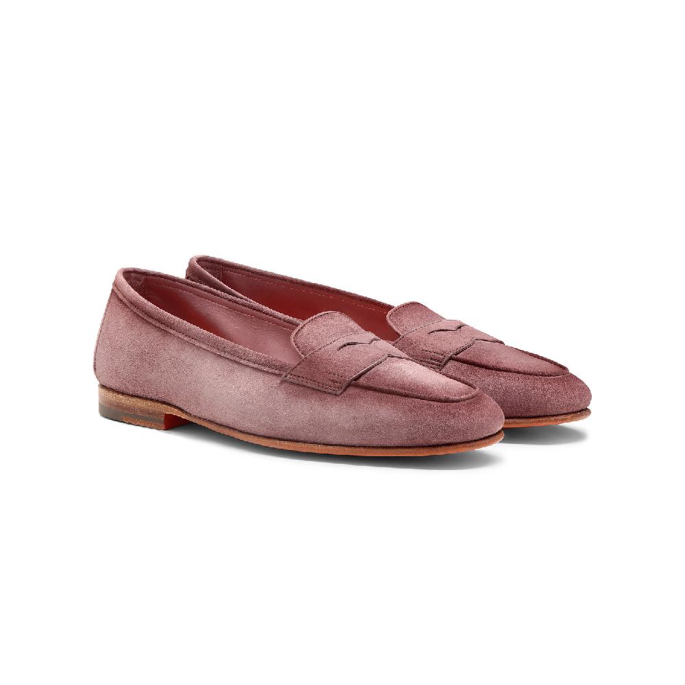 Santoni Mocassino Carla da donna in suede rosa Moda
