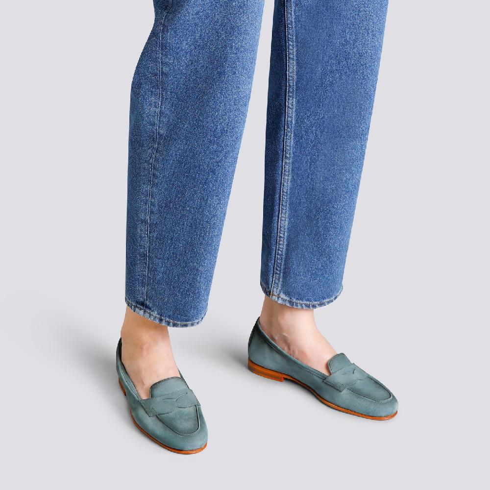 Santoni Mocassino Carla da donna in suede azzurro 2025