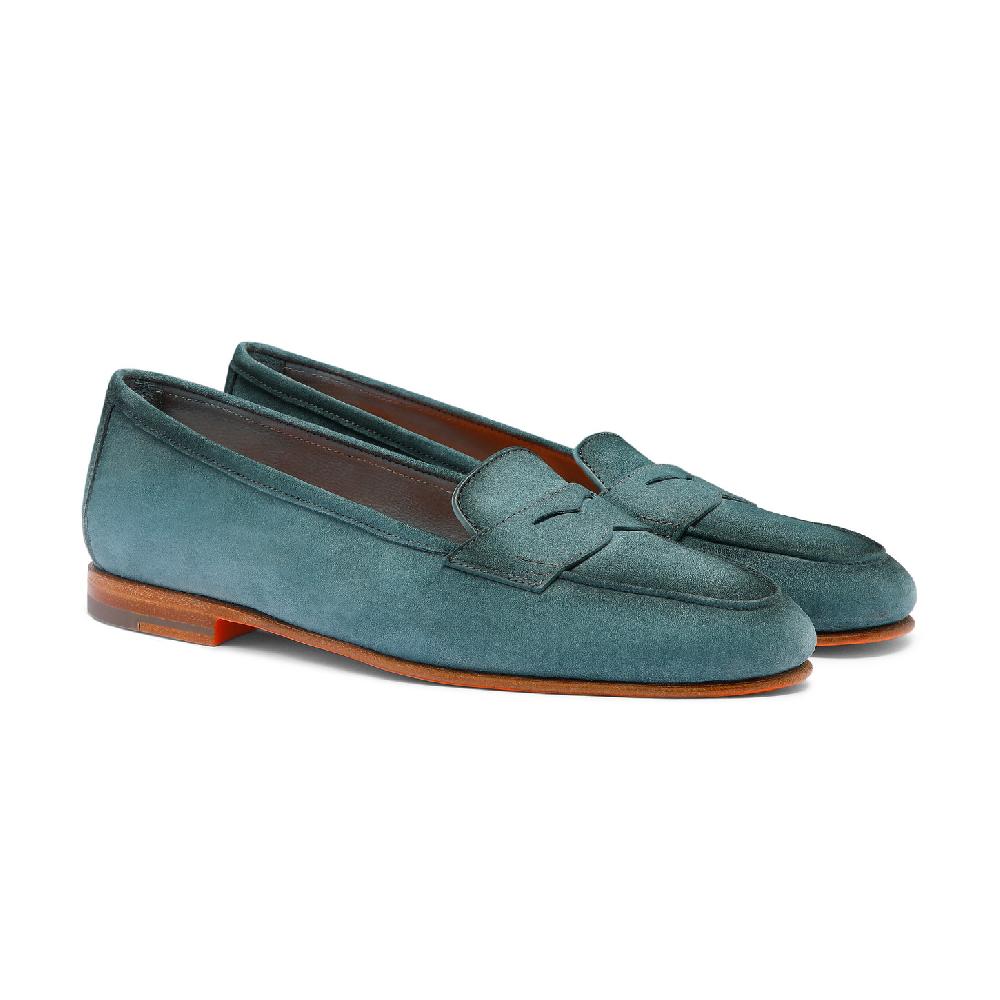 Santoni Mocassino Carla da donna in suede azzurro 2025