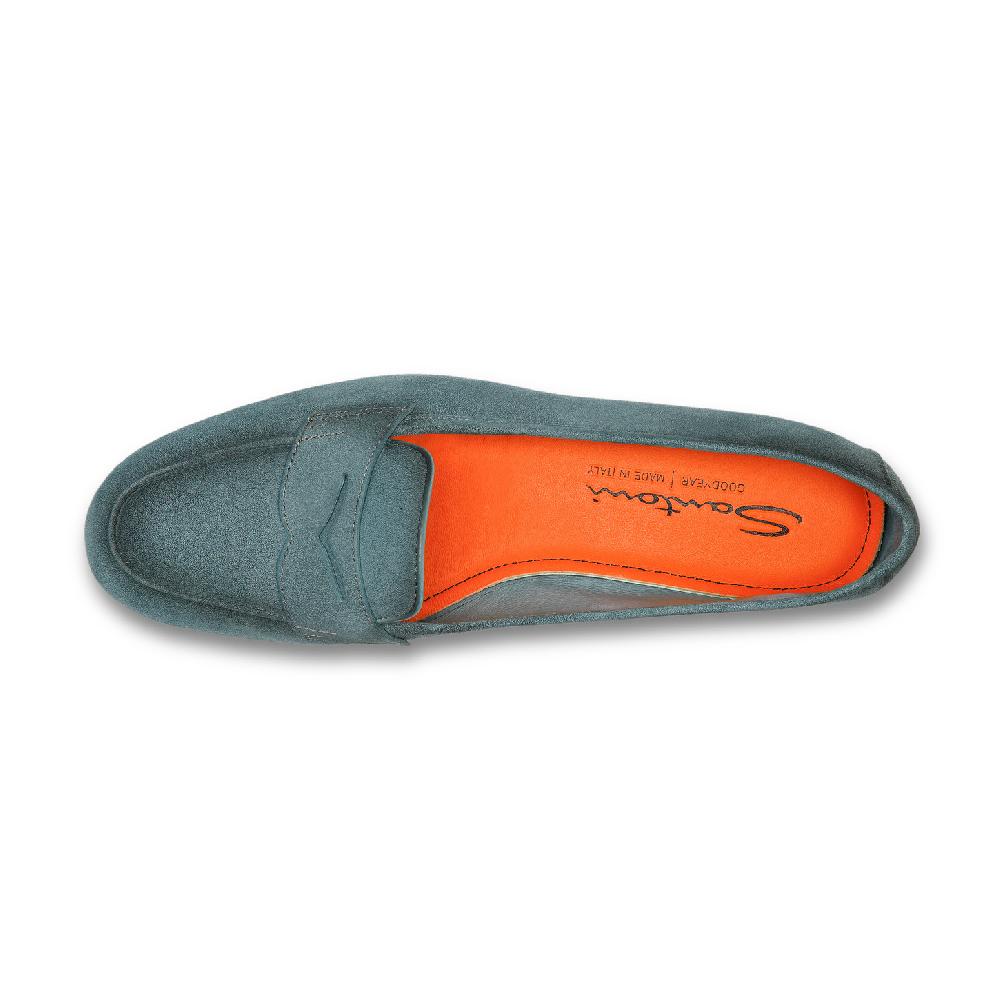 Santoni Mocassino Carla da donna in suede azzurro 2025