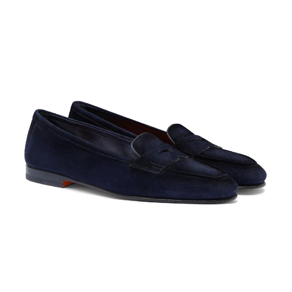 Santoni Mocassino Carla da donna in suede blu Italy