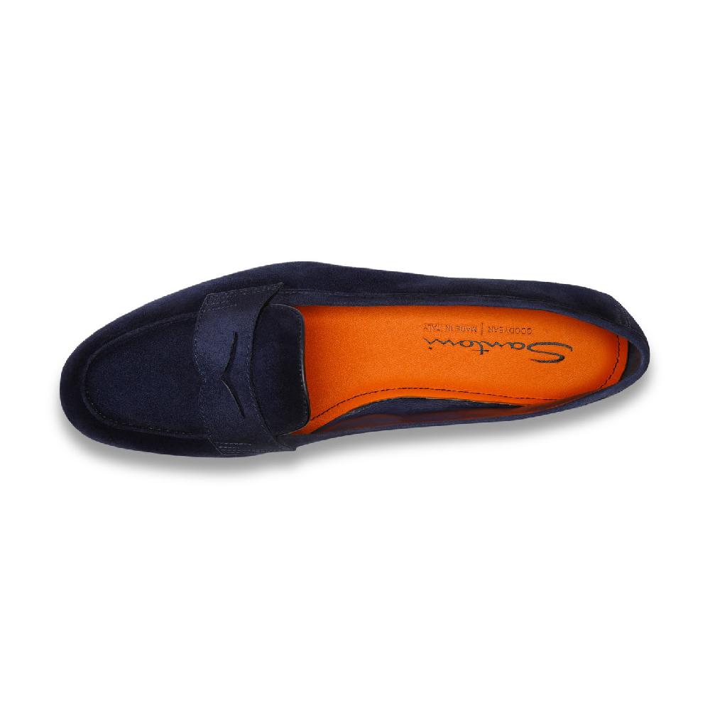 Santoni Mocassino Carla da donna in suede blu Italy