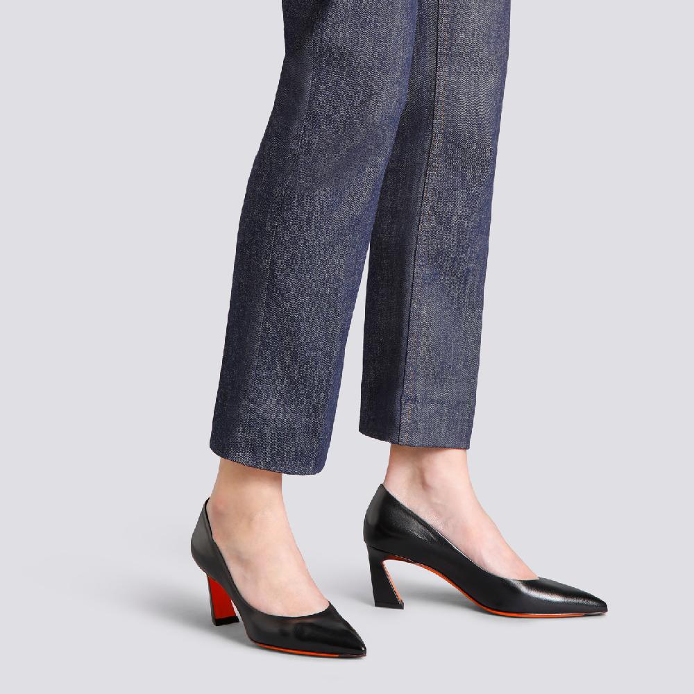 Santoni Décolletés tacco medio da donna in pelle nera Italia