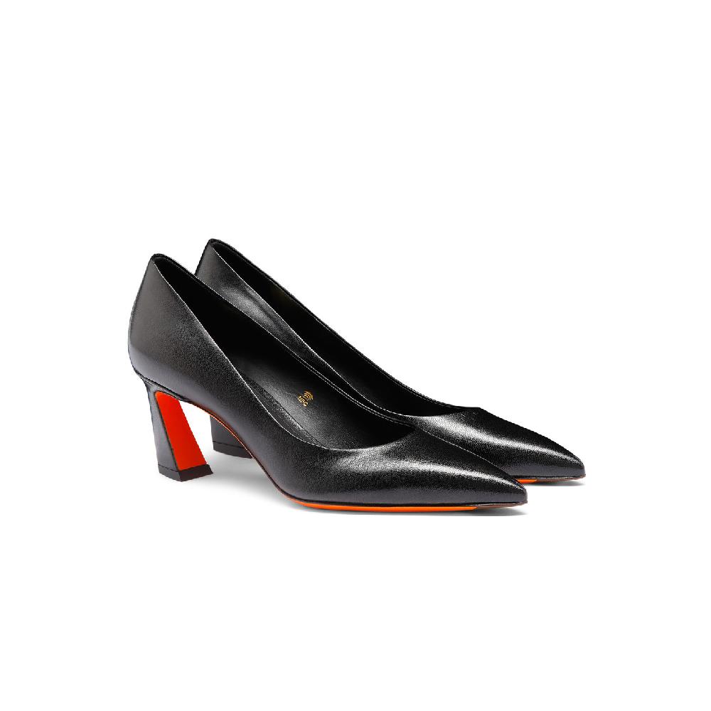 Santoni Décolletés tacco medio da donna in pelle nera Italia