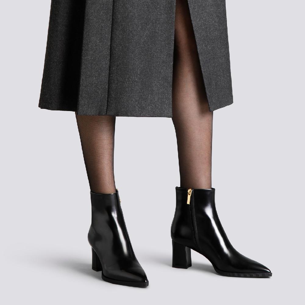 Santoni Stivaletto tacco medio da donna in pelle nera In Linea