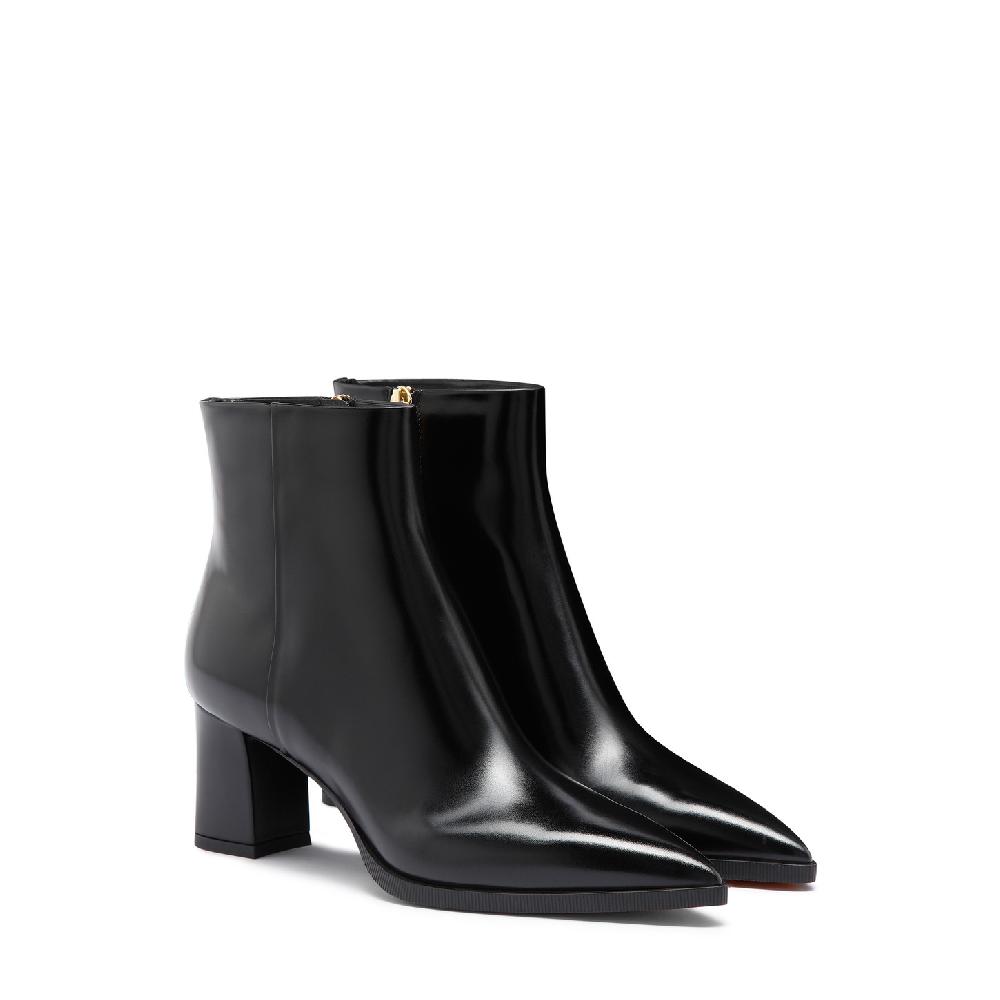 Santoni Stivaletto tacco medio da donna in pelle nera In Linea