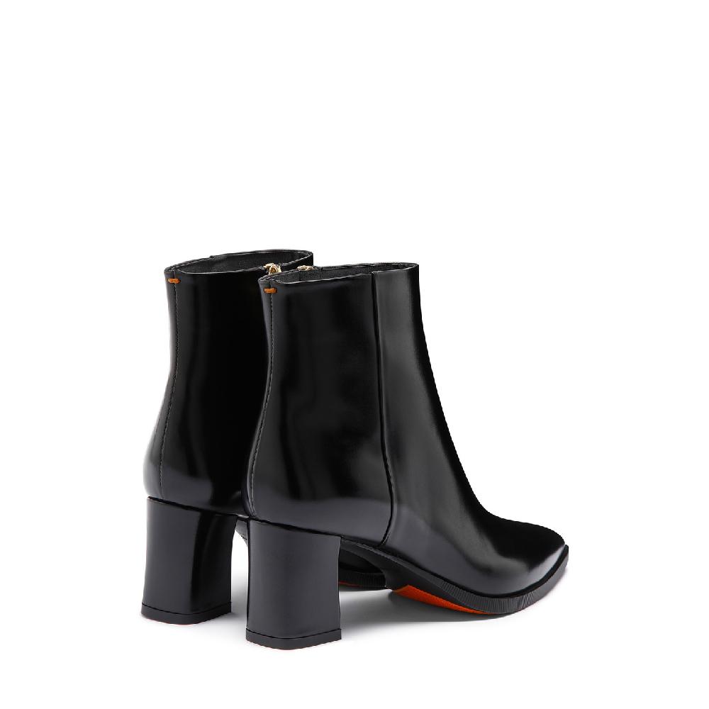 Santoni Stivaletto tacco medio da donna in pelle nera In Linea