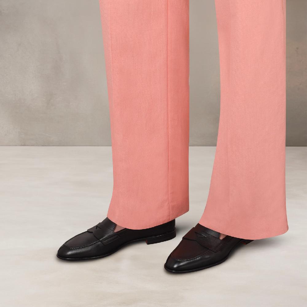 Santoni Mocassino penny da donna in pelle nera Nuovo