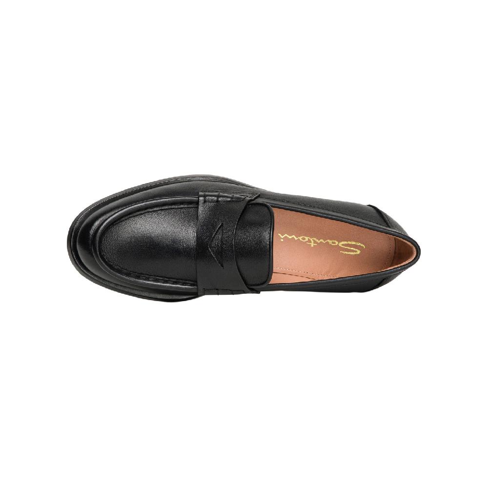 Santoni Mocassino penny da donna in pelle nera Vendita