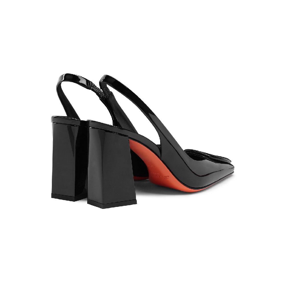 Santoni Slingback tacco alto da donna in vernice nera Soddisfazione Garantita