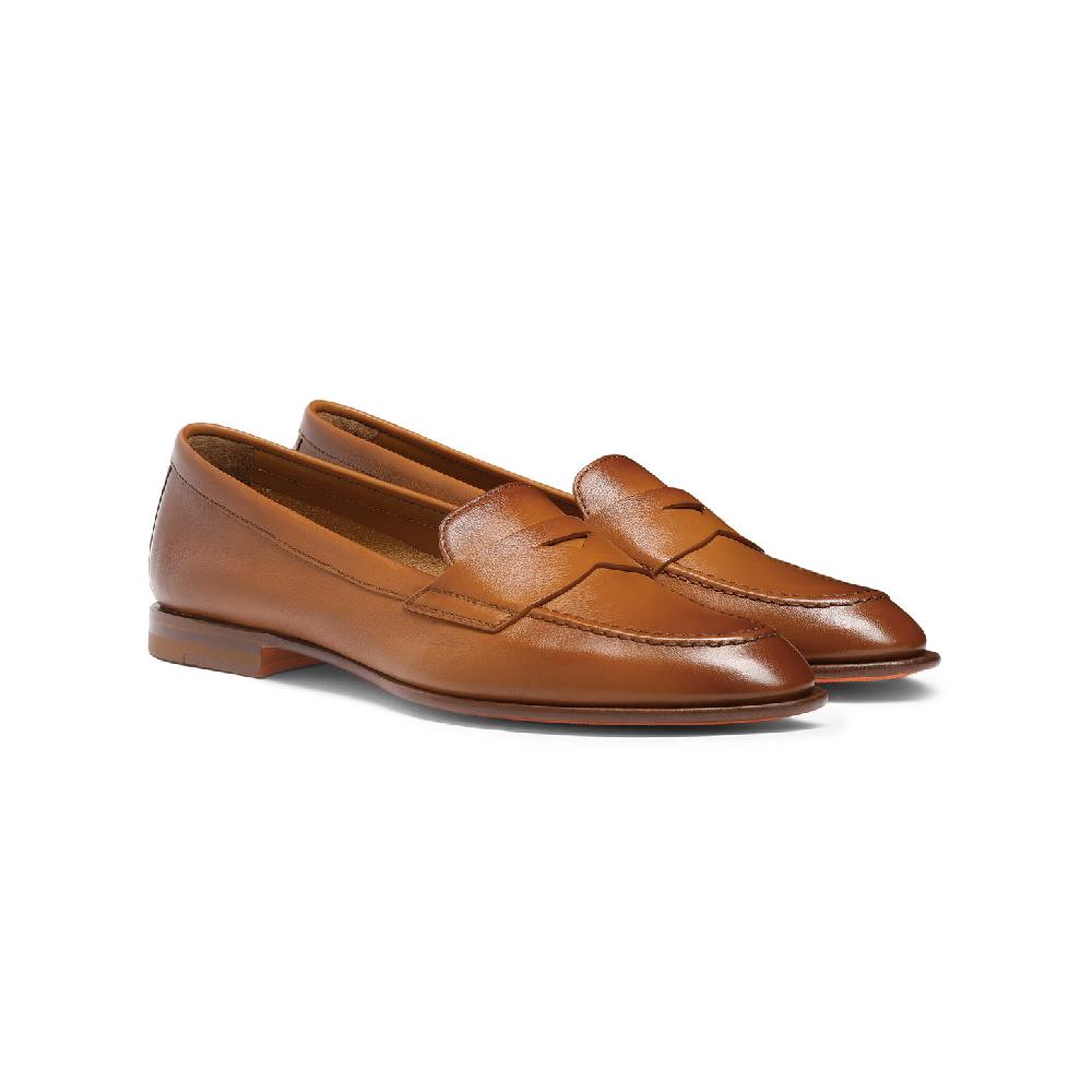 Santoni Mocassino penny da donna in pelle marrone Consegna Veloce