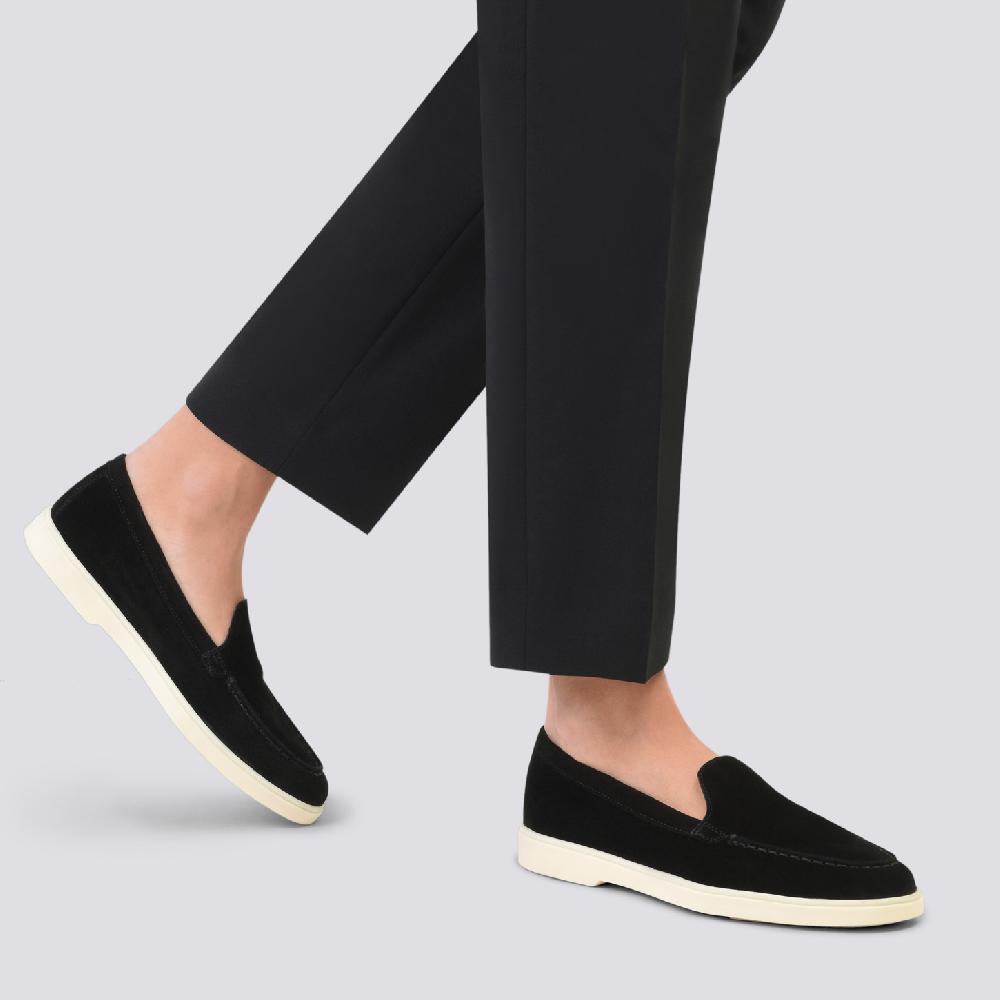 Santoni Mocassino da donna in suede nera Promozione Limitata