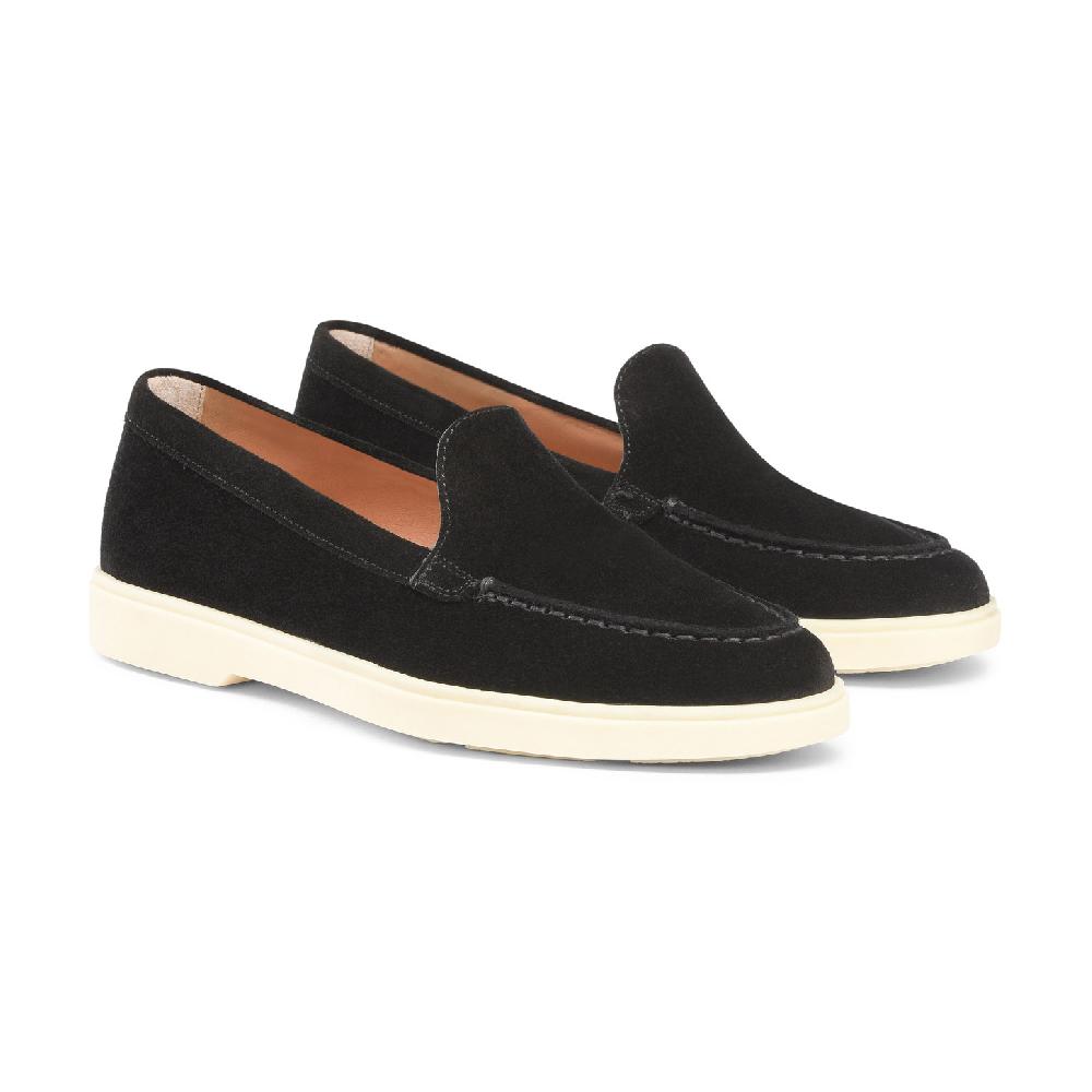 Santoni Mocassino da donna in suede nera Promozione Limitata
