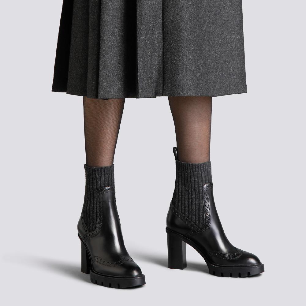 Santoni Stivaletto tacco alto da donna in pelle nera Fino Al -60%