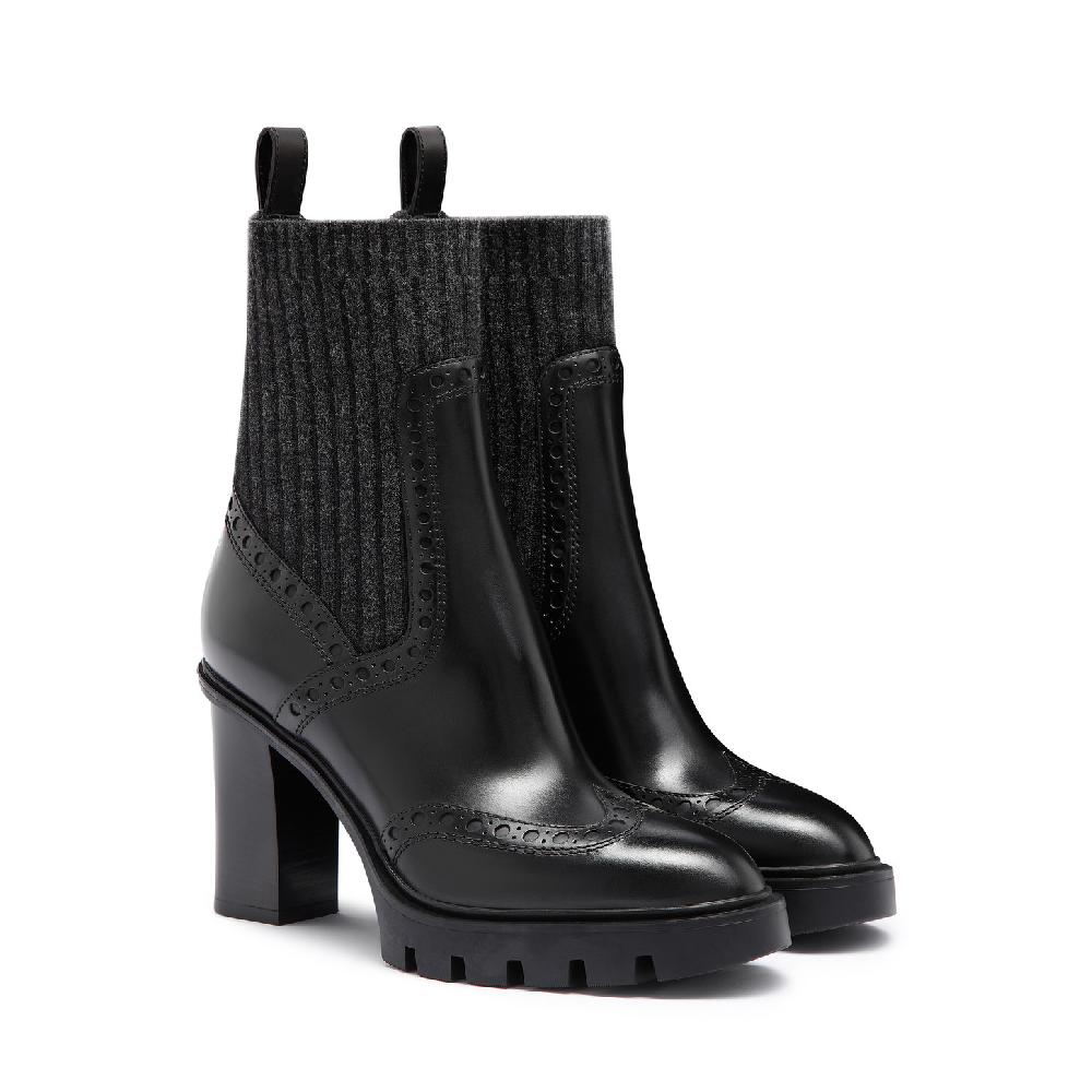 Santoni Stivaletto tacco alto da donna in pelle nera Fino Al -60%