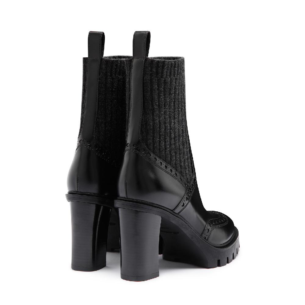 Santoni Stivaletto tacco alto da donna in pelle nera Fino Al -60%