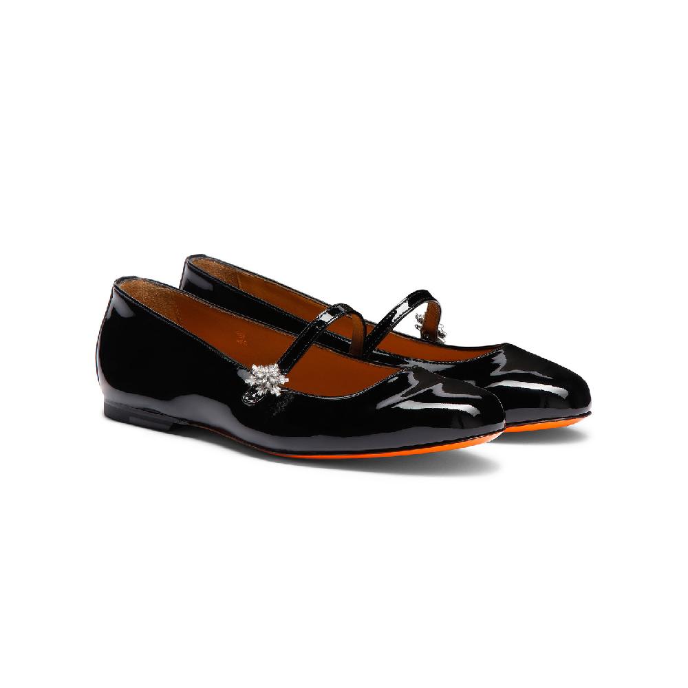 Santoni Ballerina da donna in vernice nera Shopping Online