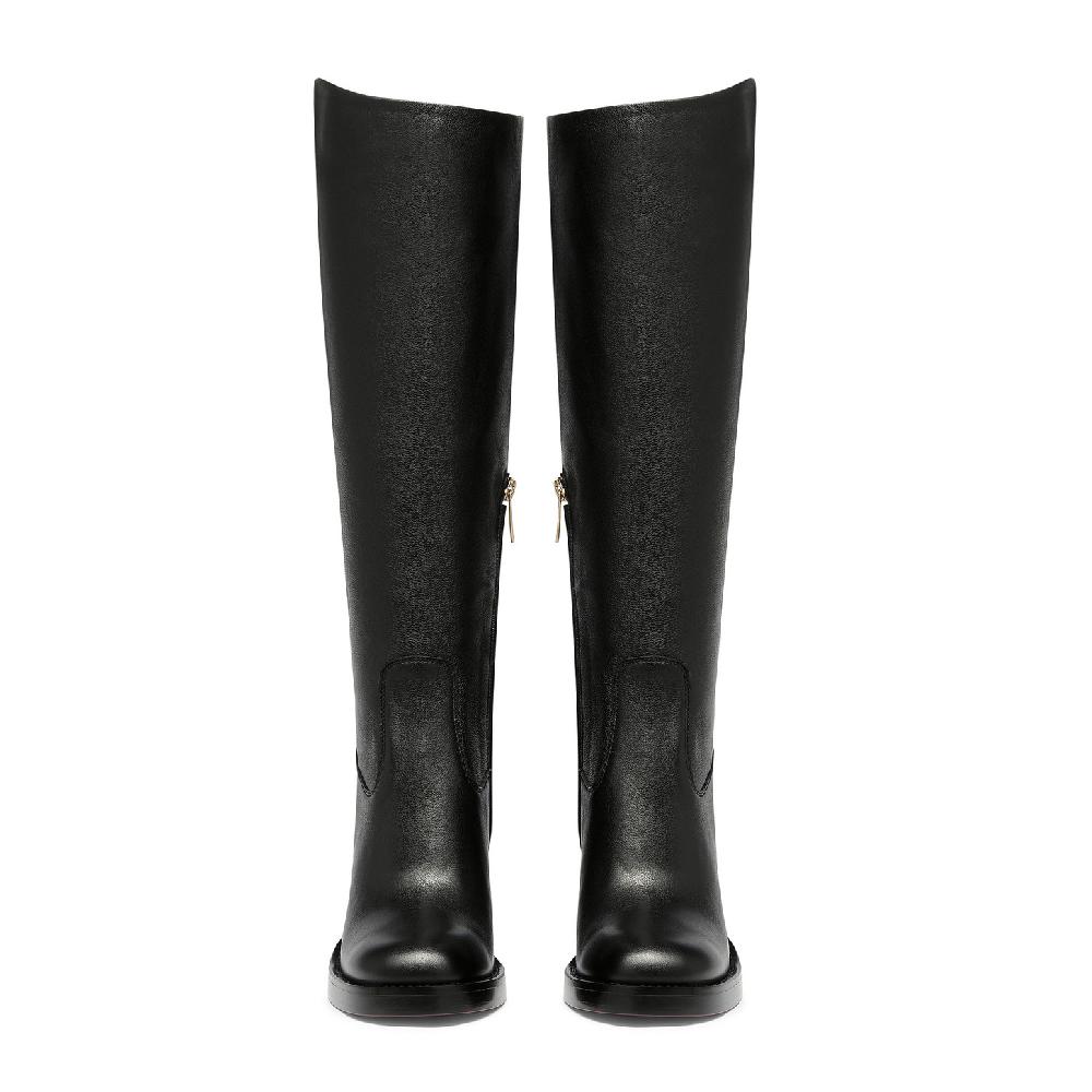 Santoni Stivale tacco alto da donna in pelle nera Affare Del Giorno