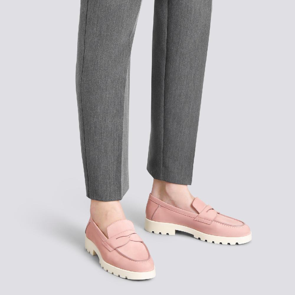 Santoni Mocassino penny da donna in nabuk rosa Prezzo Ridotto
