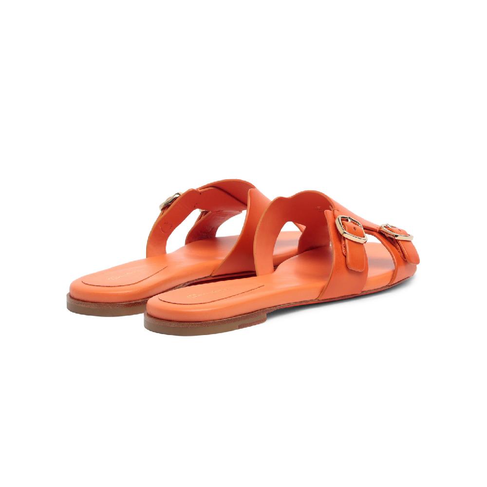 Santoni Sandalo slide con doppia fibbia in pelle arancione Convenienza