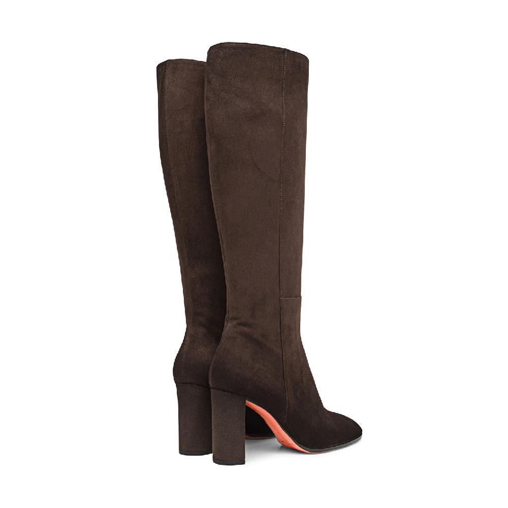 Santoni Stivale tacco alto da donna in suede testa di moro Vendita Economica