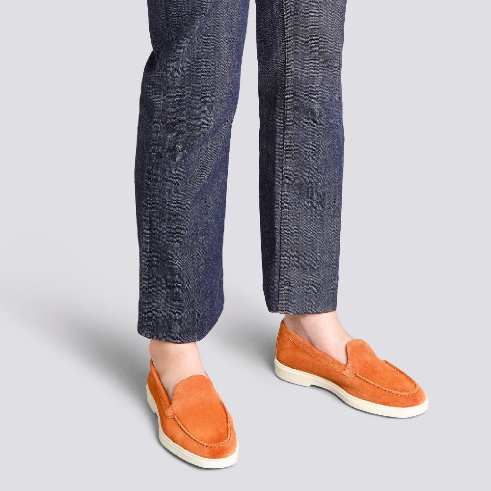 Santoni Mocassino da donna in suede arancione I Più Venduti