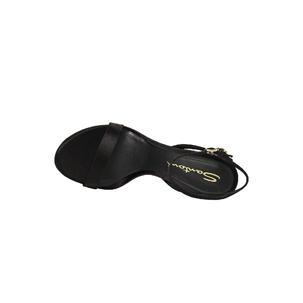 Santoni Sandalo tacco alto da donna in raso nero Nuova