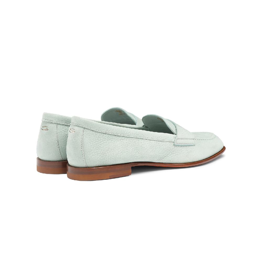 Santoni Mocassino penny da donna in nabuk azzurro Moda