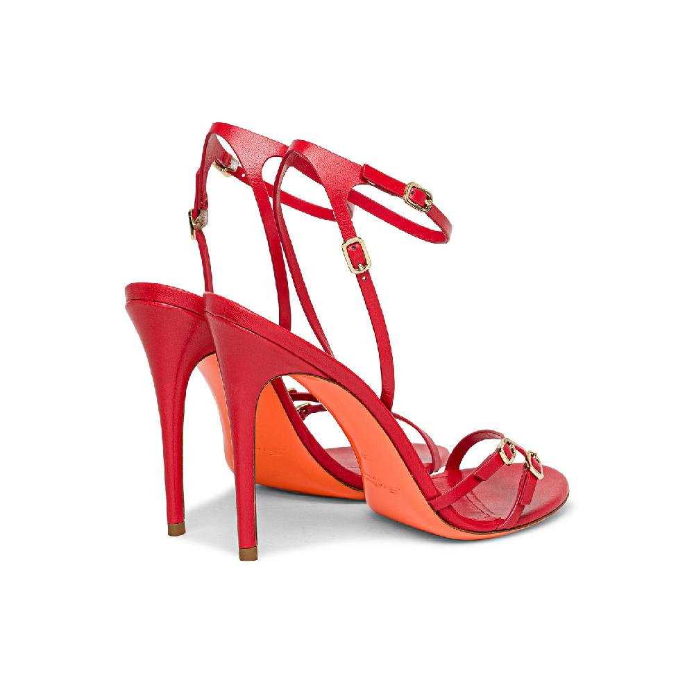 Santoni Sandalo tacco alto da donna in pelle rossa Italy
