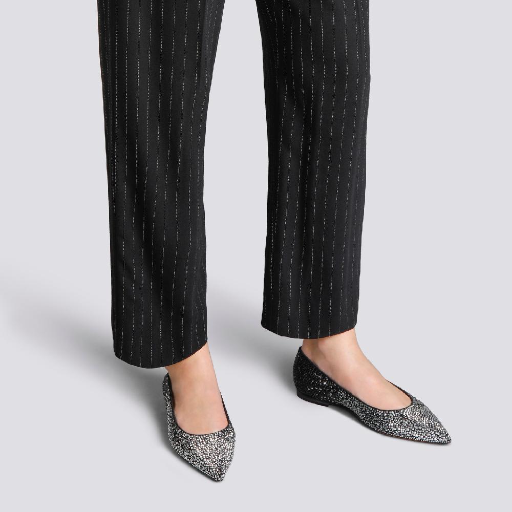 Santoni Ballerina da donna in suede e strass neri Italia