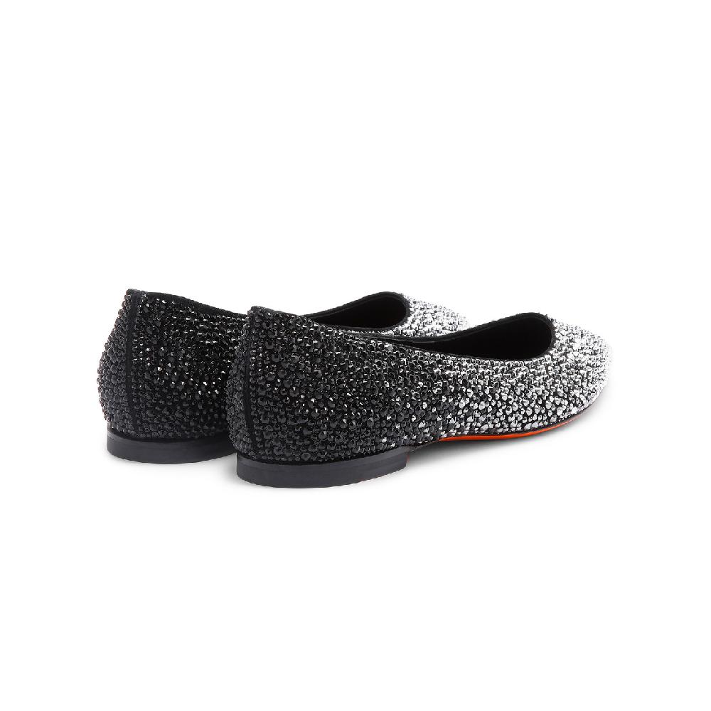 Santoni Ballerina da donna in suede e strass neri Italia