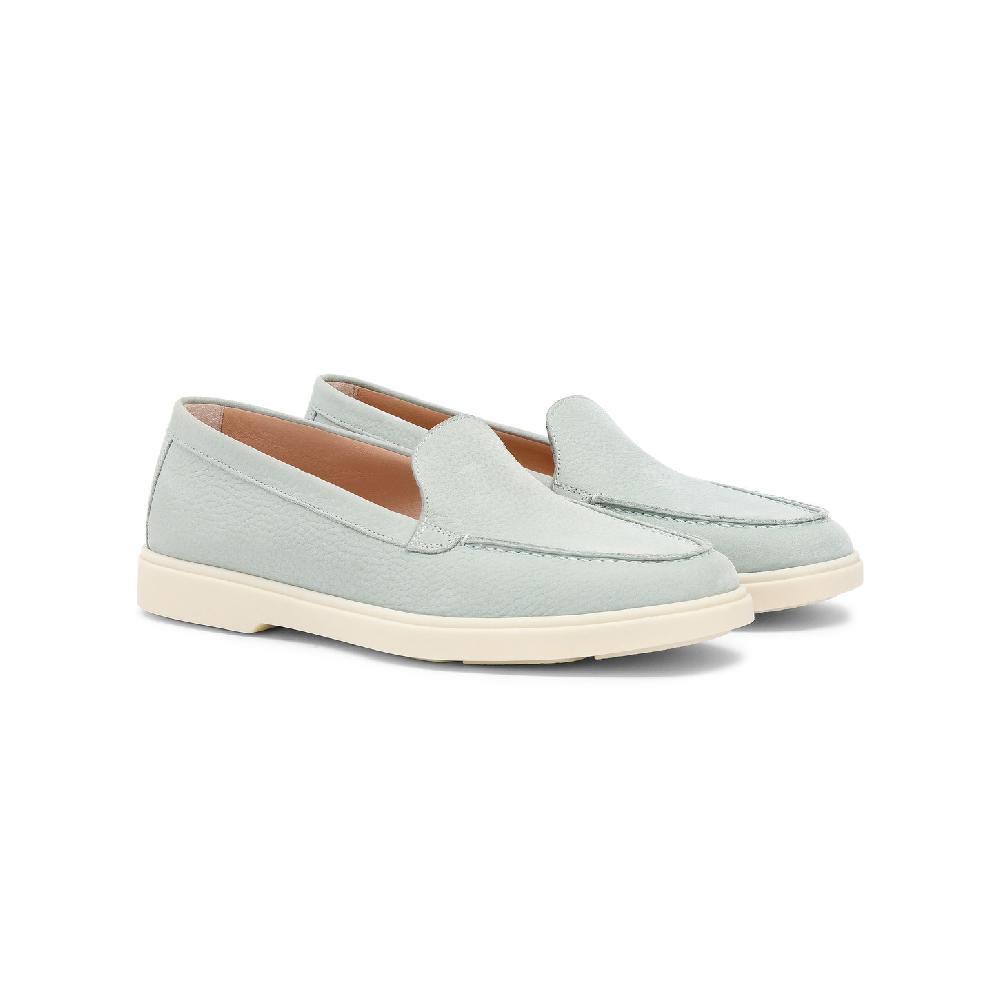 Santoni Mocassino da donna in nabuk azzurro In Linea