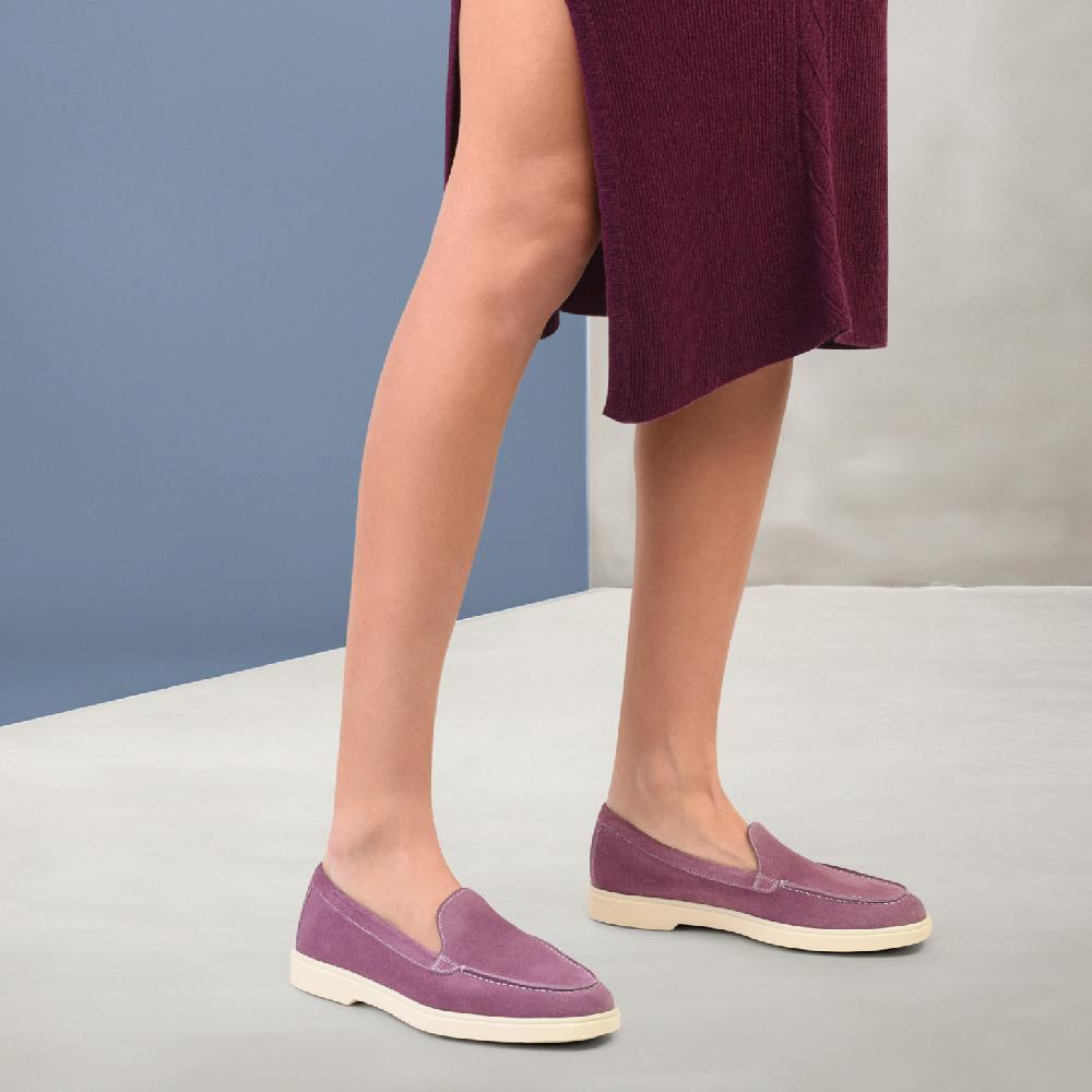 Santoni Mocassino da donna in suede viola Nuovo