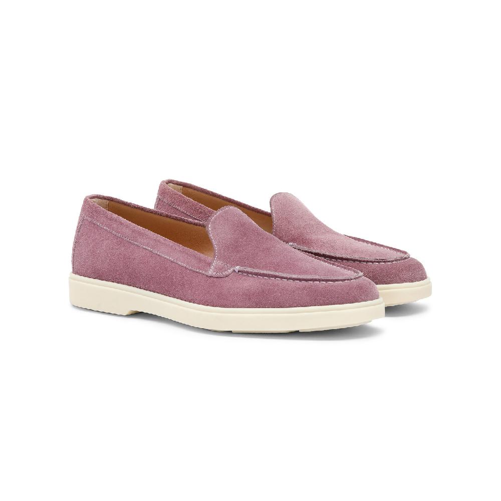 Santoni Mocassino da donna in suede viola Nuovo