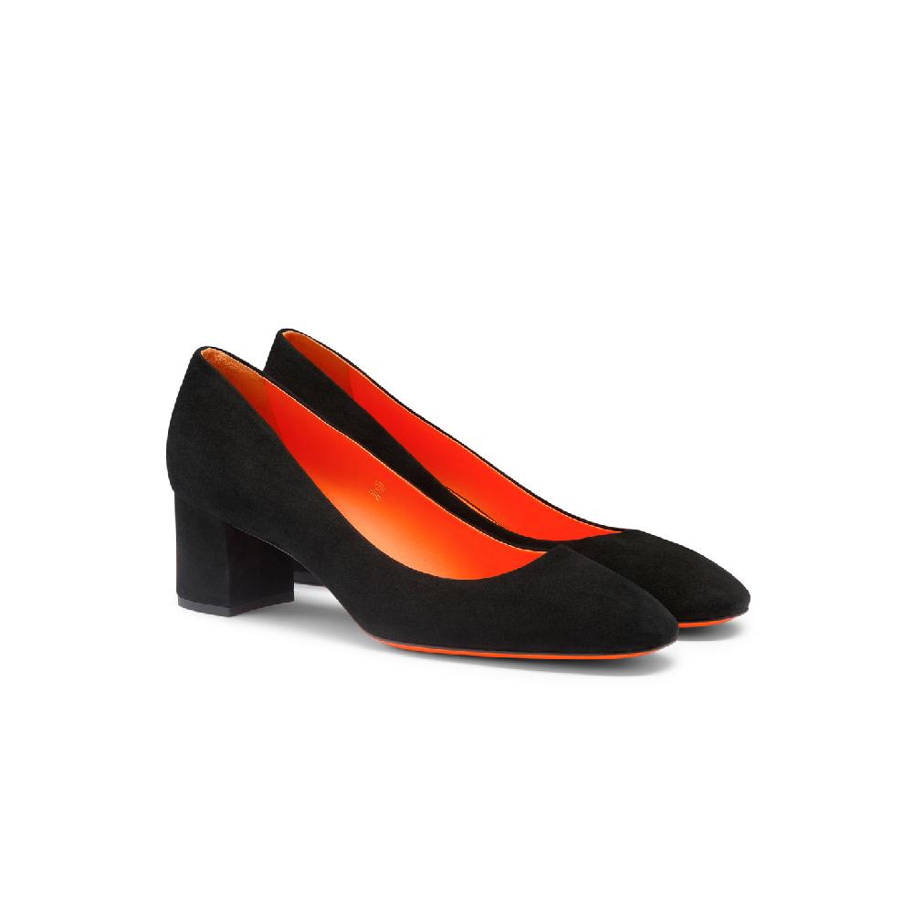 Santoni Décolletés tacco basso da donna in suede nero Vendita