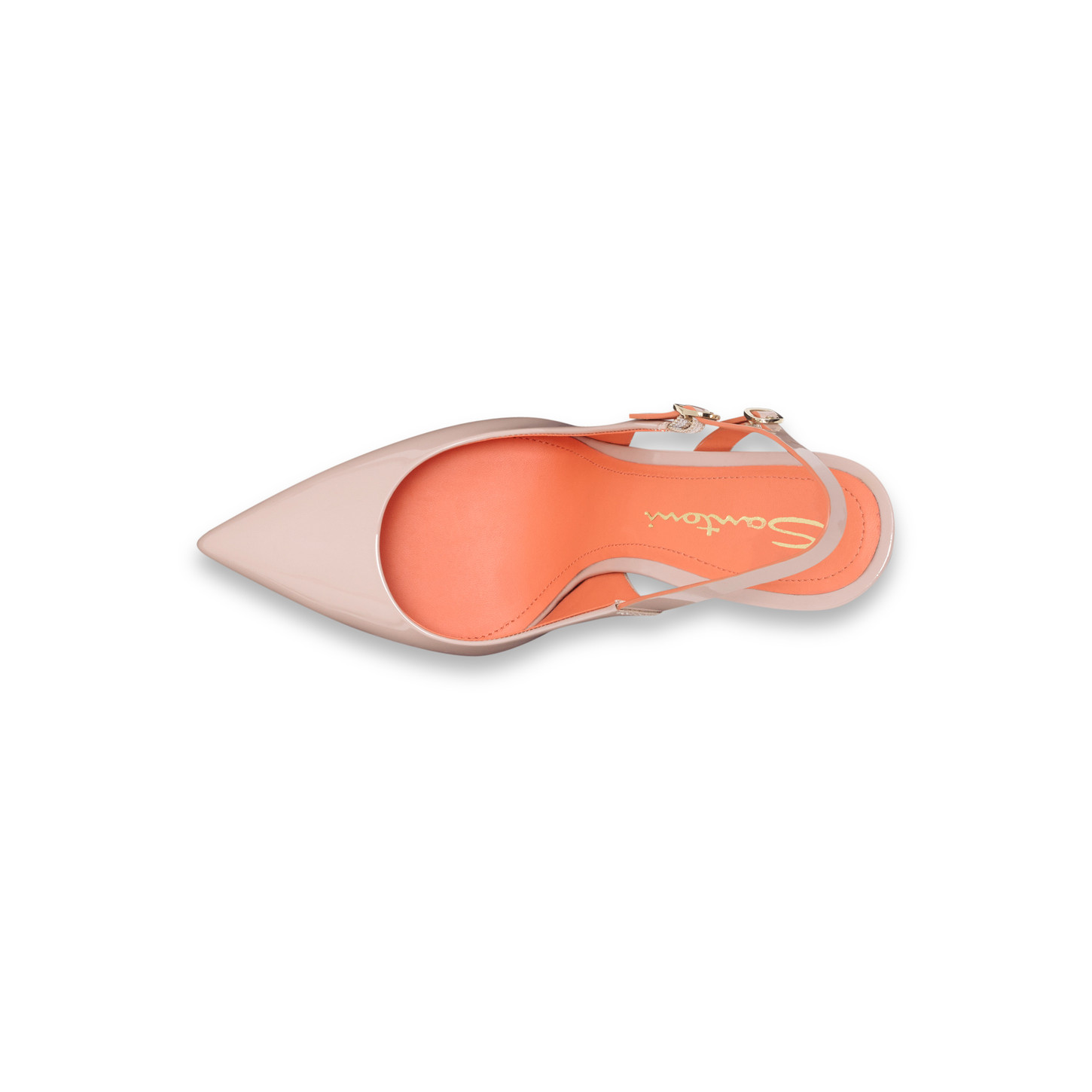 Santoni Slingback tacco alto da donna in vernice rosa Promozione