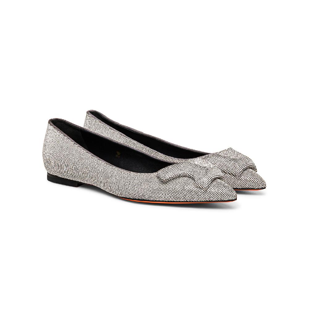 Santoni Ballerina da donna in strass argento Pezzi Unici