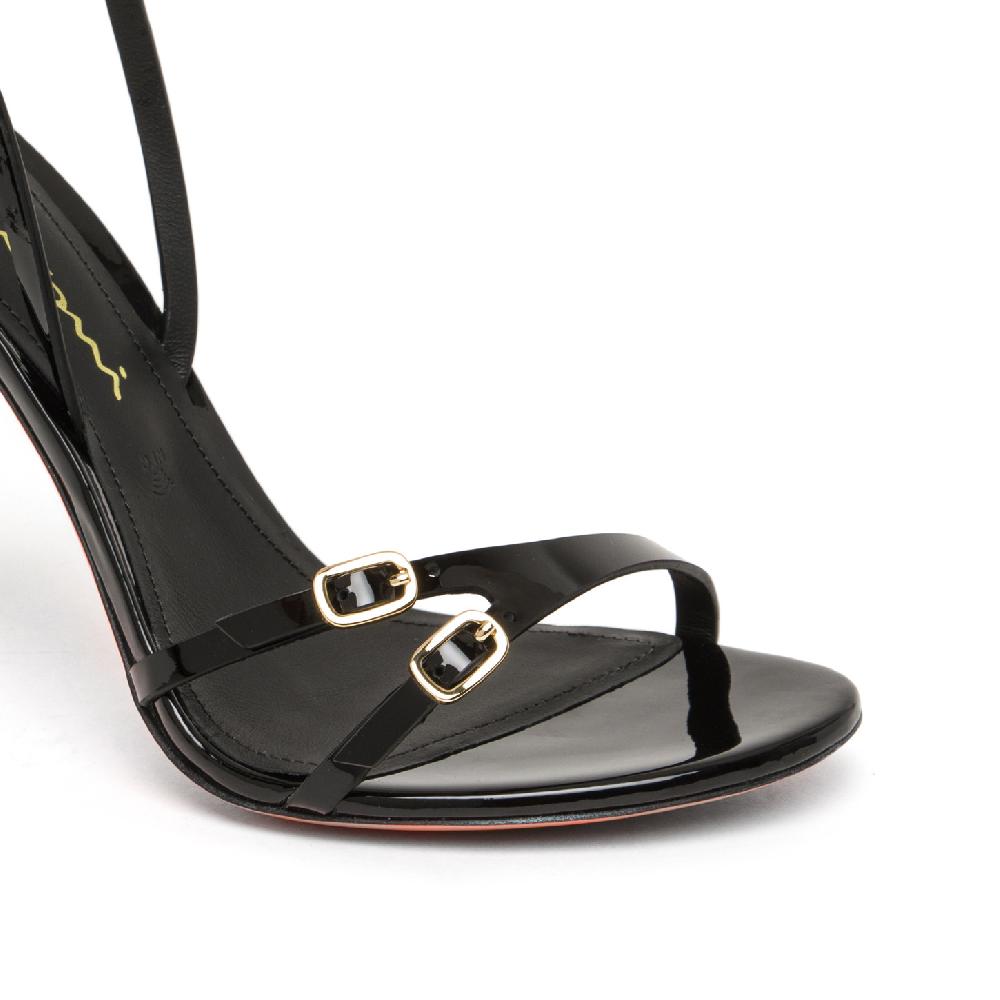 Santoni Sandalo tacco alto da donna in vernice nera Convenienza