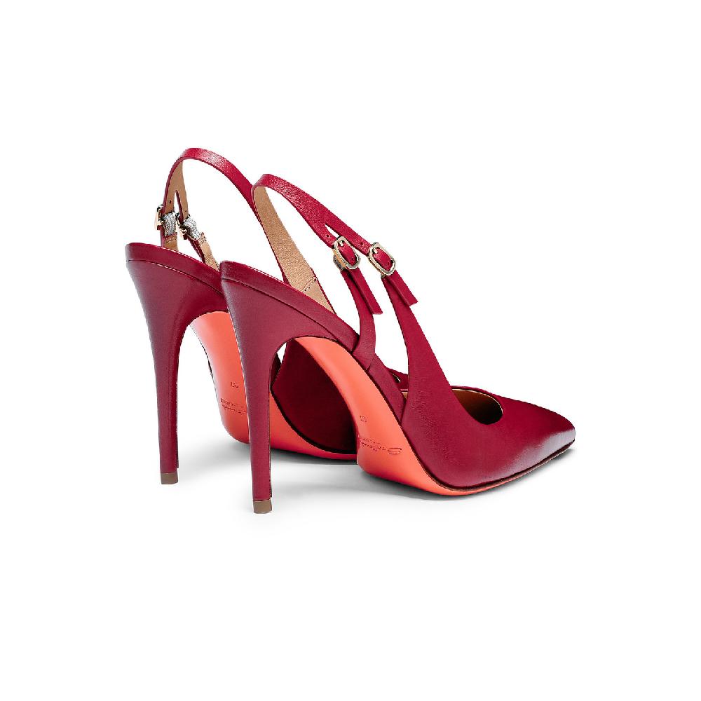 Santoni Slingback tacco alto da donna in pelle rossa In Vendita
