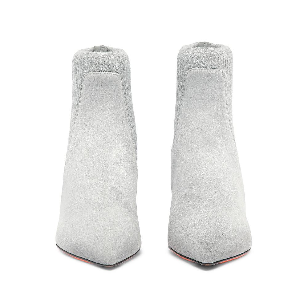 Santoni Stivaletto tacco basso con calzino da donna in suede grigio Saldi