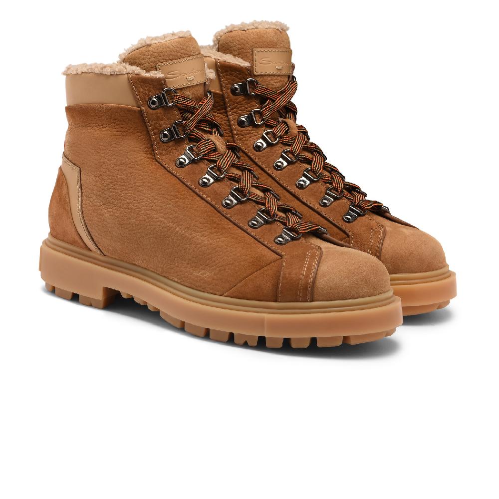 Santoni Scarponcino da montagna da uomo in nabuk marrone Qualità