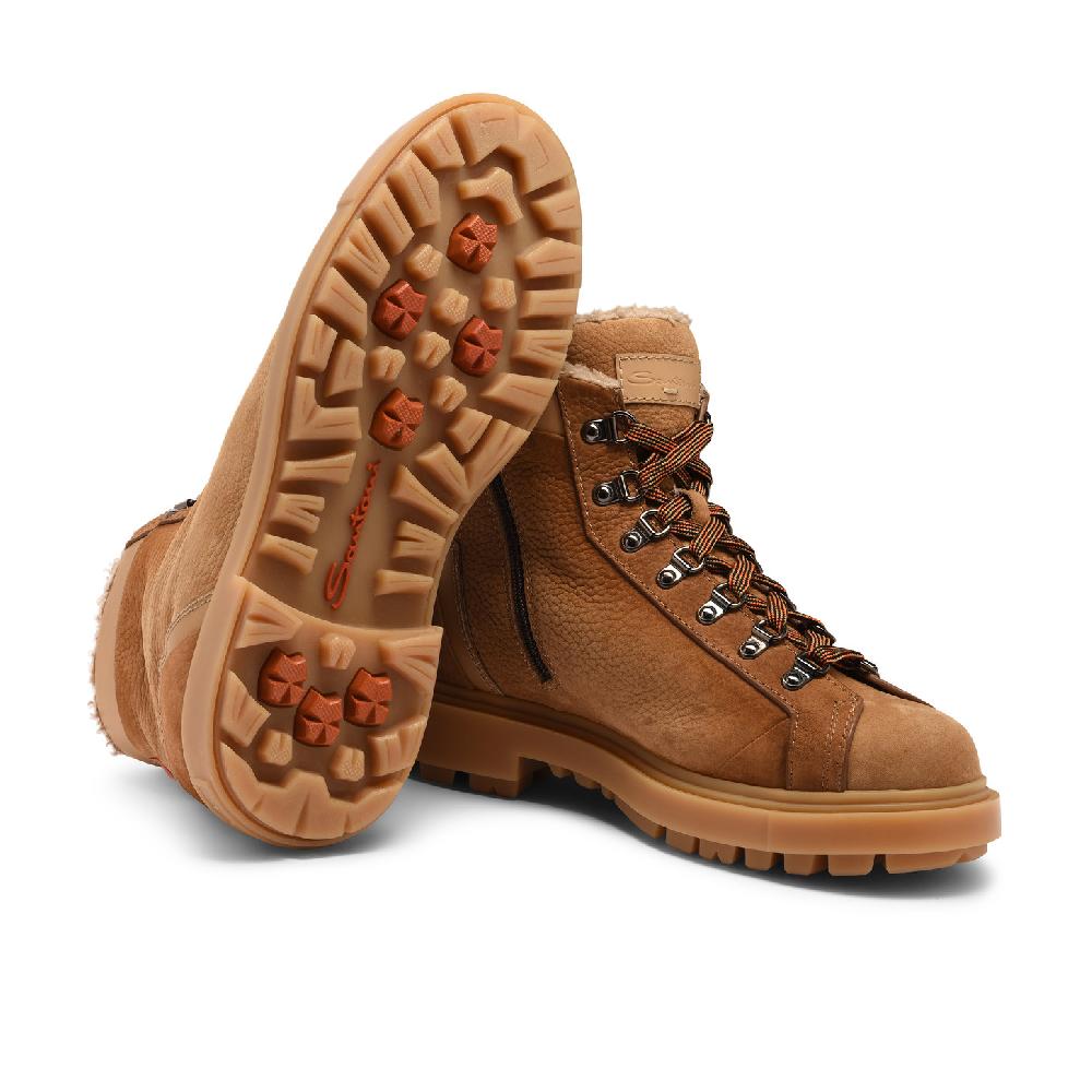 Santoni Scarponcino da montagna da uomo in nabuk marrone Qualità