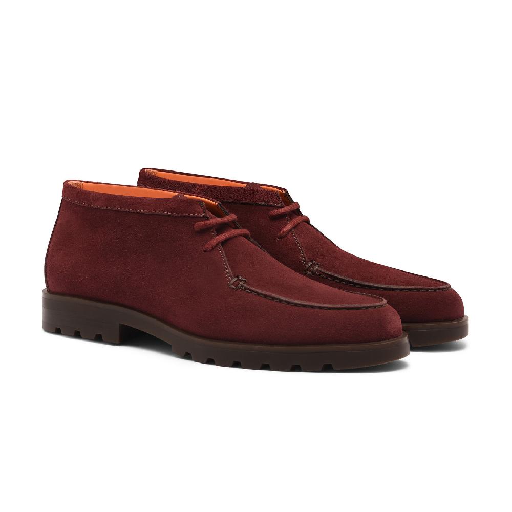 Santoni Stivaletto desert da uomo in suede rosso Pezzi Unici